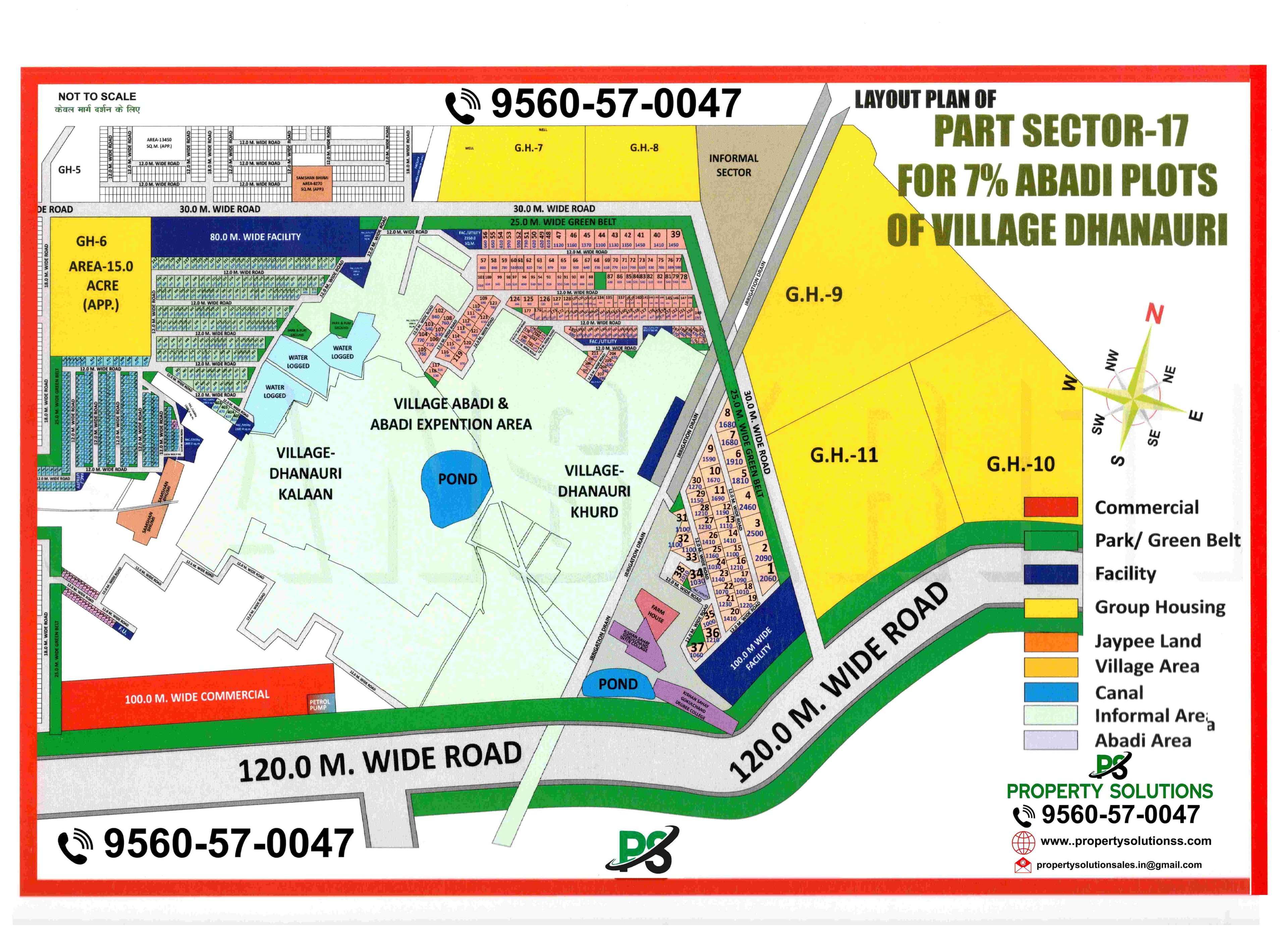 LAYOUT PLAN OF  POCKET SECTOR-17 FOR 7% ABADI PLOTS OF VILLAGE DHANAURI