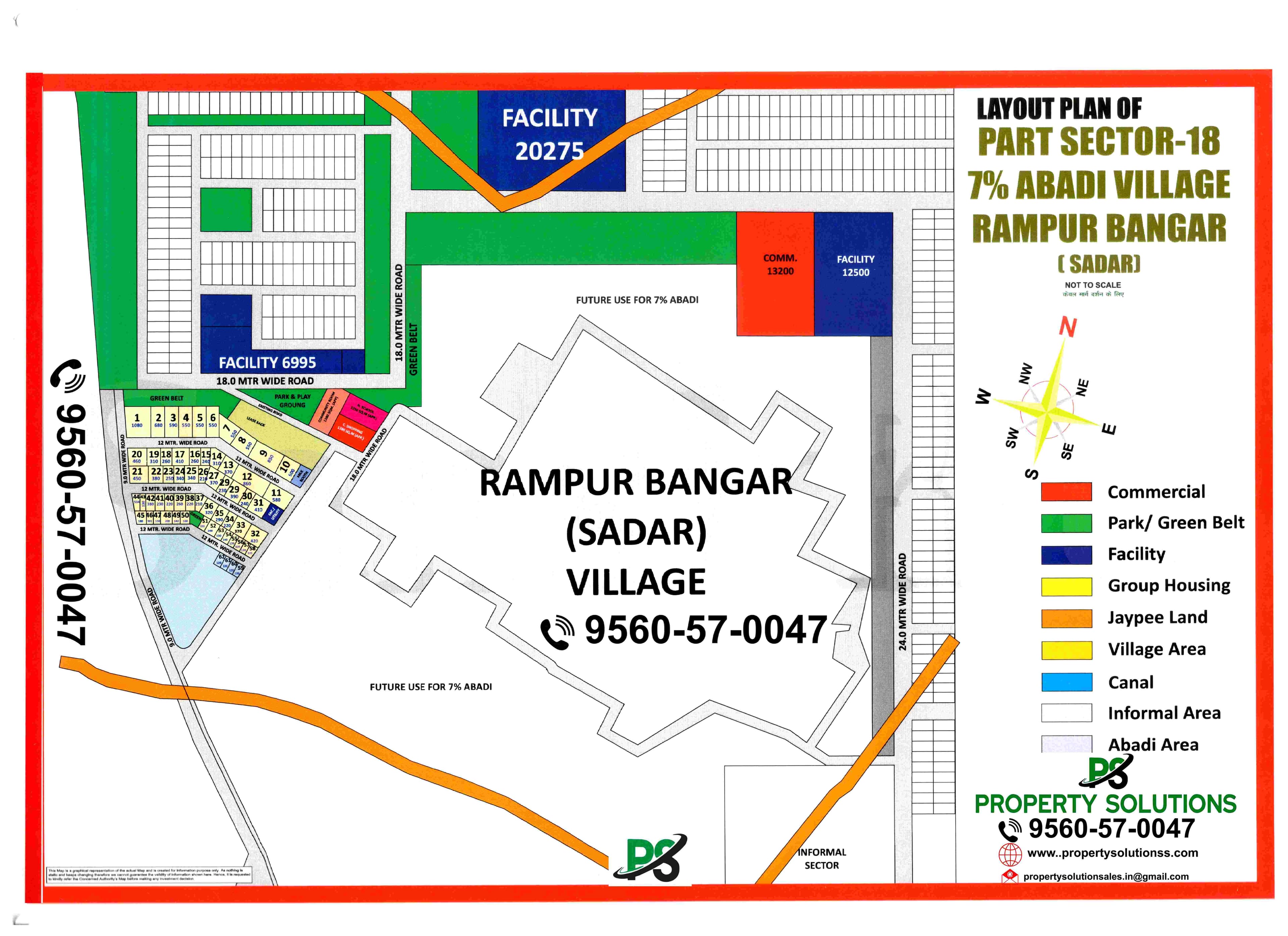 LAYOUT PLAN OF POCKET SECTOR-18 7% ABADI VILLAGE RAMPUR BANGAR (SADAR)